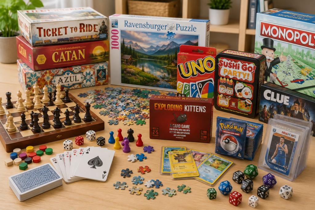 Games & Entertainment Games and entertainment products including board games, card games, puzzles, dice, and gaming accessories.